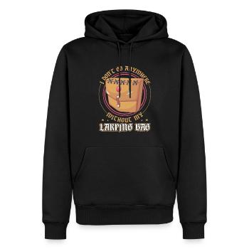 Je ne vais nulle part sans mon sac Larping - Sweat à capuche Premium bio Homme - noir - Devant - Nico (187cm)