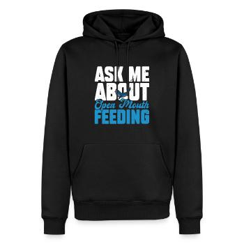 Ask Me About Open Mouth Feeding - Whale Watching - Männer Premium Bio Hoodie - Schwarz - Vorne - Nico (187cm)