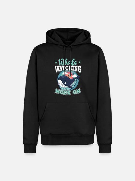 Whale Watching Mode On - Whale - Männer Premium Bio Hoodie - Schwarz