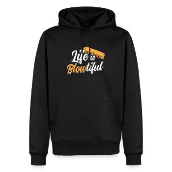 Life Is BLOWtiful - Harmoniciste - Sweat à capuche Premium bio Homme - noir - Devant - Nico (187cm)