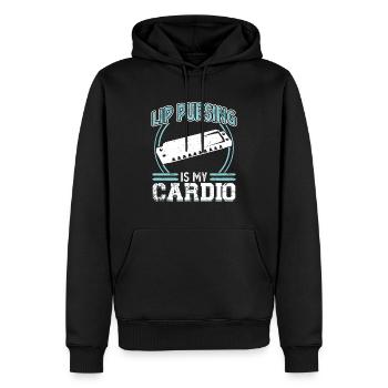 Lip Pursing Is My Cardio - Harmonica Player - Männer Premium Bio Hoodie - Schwarz - Vorne - Nico (187cm)