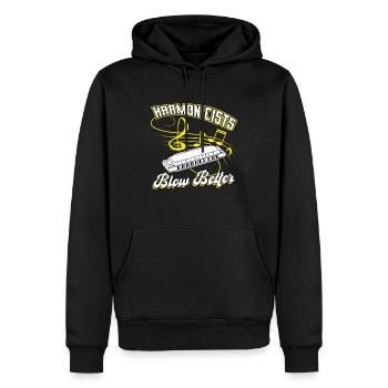 Harmonicists Blow Better - Harmonica Player - Männer Premium Bio Hoodie - Schwarz - Vorne - Nico (187cm)