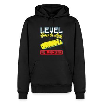 Level Overbending Unlocked - Harmonica Player - Men’s Premium Organic Hoodie - black - Front - Nico (187cm)