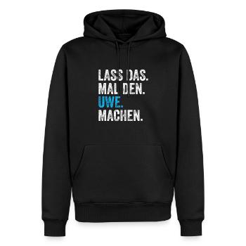 Lass das mal den Uwe machen Name - Männer Premium Bio Hoodie - Schwarz - Vorne - Nico (187cm)