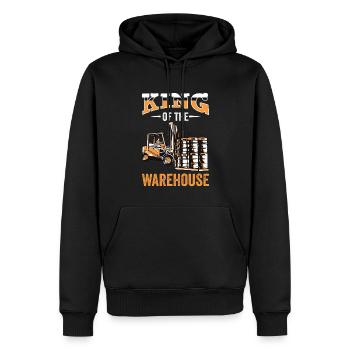 Chariot élévateur - Sweat à capuche Premium bio Homme - noir - Devant - Nico (187cm)