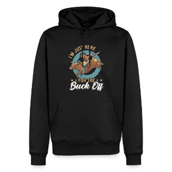 I'm Just Here For The Buck Off - Bull Rider - Männer Premium Bio Hoodie - Schwarz - Vorne - Nico (187cm)