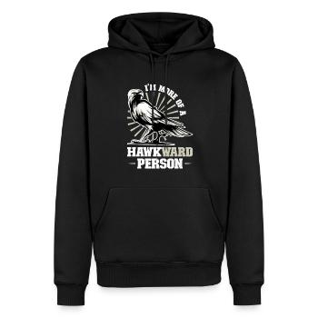 Je suis plus une personne HAWKward - Fauconnerie - Sweat à capuche Premium bio Homme - noir - Devant - Nico (187cm)