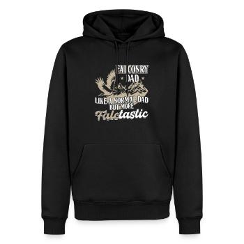 Je ne suis pas fou - Je ne fais que dresser des faucons - Fauconnerie - Sweat à capuche Premium bio Homme - noir - Devant - Nico (187cm)