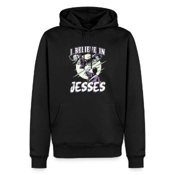 Je ne suis pas fou - Je ne fais que dresser des faucons - Fauconnerie - Sweat à capuche Premium bio Homme - noir - Devant - Nico (187cm)