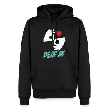 AF- Asl sourd - Sweat à capuche Premium bio Homme - noir - Devant - Nico (187cm)