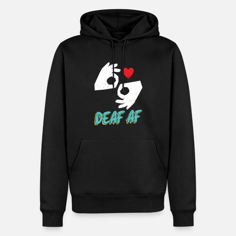 Deaf AF- Asl - Männer Premium Bio Hoodie - Schwarz