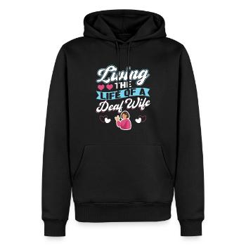 Vivre la vie d’une femme sourde - Sweat à capuche Premium bio Homme - noir - Devant - Nico (187cm)