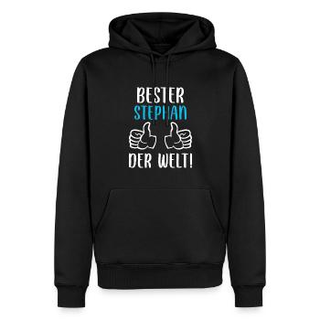Stephan Vorname Name Geburtstag - Männer Premium Bio Hoodie - Schwarz - Vorne - Nico (187cm)