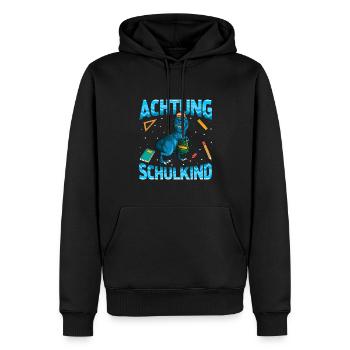 Achtung Schulkind 1. Klasse Dinosaurier Tyranno - Männer Premium Bio Hoodie - Schwarz - Vorne - Nico (187cm)