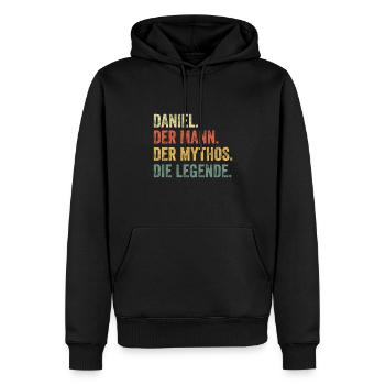 Daniel Mann Mythos Legende Vorname Name - Männer Premium Bio Hoodie - Schwarz - Vorne - Nico (187cm)