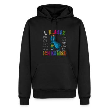 1. Klasse ich komme Grundschule Einschulung Dino - Männer Premium Bio Hoodie - Schwarz - Vorne - Nico (187cm)
