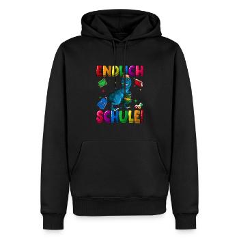 Endlich Schule Einschulung Grundschule 1. Klasse - Männer Premium Bio Hoodie - Schwarz - Vorne - Nico (187cm)