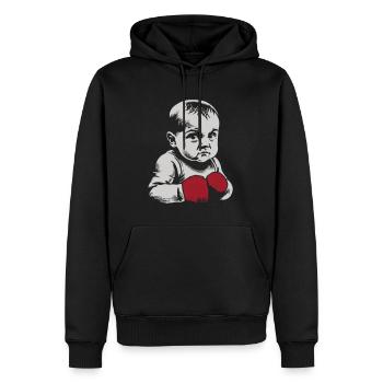 Der Babyboxer - Männer Premium Bio Hoodie - Schwarz - Vorne - Nico (187cm)