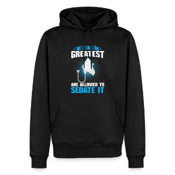 Seuls les plus grands sont autorisés à le calmer - Sweat à capuche Premium bio Homme - noir - Devant - Nico (187cm)