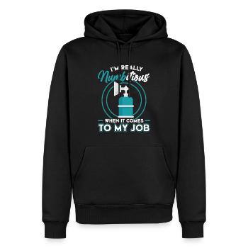 Je suis engourdi quand il s’agit de mon travail - Sweat à capuche Premium bio Homme - noir - Devant - Nico (187cm)