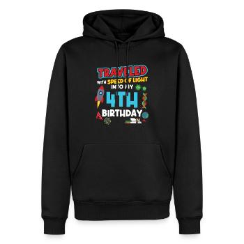 4. Anniversaire - Anniversaire de la science - Sweat à capuche Premium bio Homme - noir - Devant - Nico (187cm)