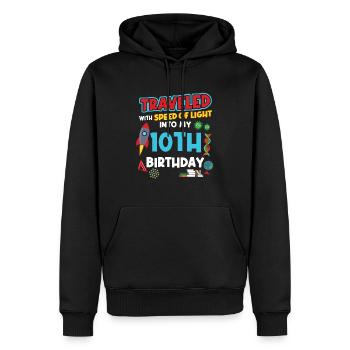 10. Anniversaire - Anniversaire de la science - Sweat à capuche Premium bio Homme - noir - Devant - Nico (187cm)