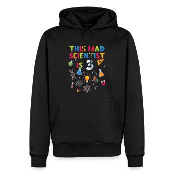 3ème anniversaire - Anniversaire de la science - Sweat à capuche Premium bio Homme - noir - Devant - Nico (187cm)