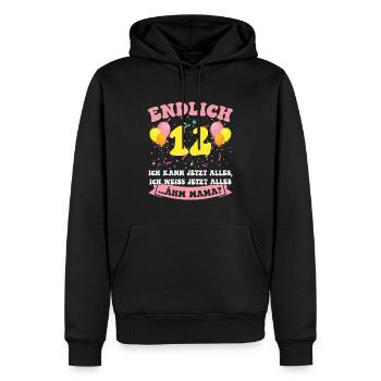 Endlich 12 - Ich kann jetzt alles - 12. Geburtstag - Männer Premium Bio Hoodie - Schwarz - Vorne - Nico (187cm)