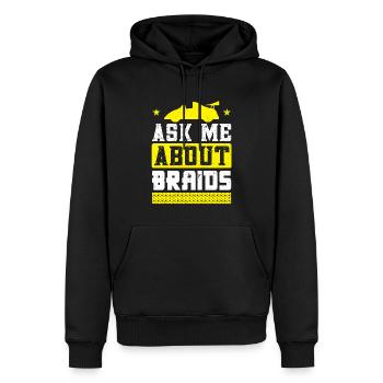 Ask Me About Braids - Slot Car - Men’s Premium Organic Hoodie - black - Front - Nico (187cm)