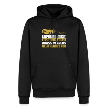 Euphoniumiste parce que les cuivres ont aussi besoin de héros - Sweat à capuche Premium bio Homme - noir - Devant - Nico (187cm)