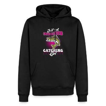 Just A WallEYE Catching Girl - Chasseur de doré jaune - Sweat à capuche Premium bio Homme - noir - Devant - Nico (187cm)