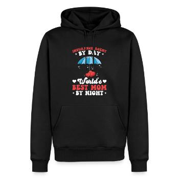 Agent d’assurance le jour - La meilleure maman du monde la nuit - Sweat à capuche Premium bio Homme - noir - Devant - Nico (187cm)