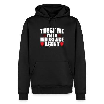 Faites-moi confiance - Je suis un agent d’assurance - Sweat à capuche Premium bio Homme - noir - Devant - Nico (187cm)