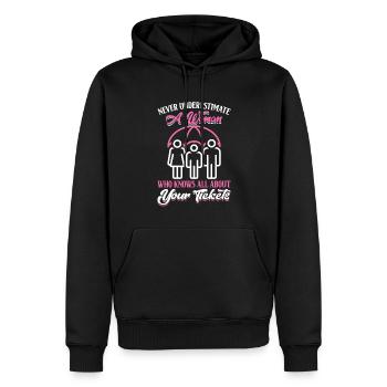 Une femme qui sait tout sur vos billets - Sweat à capuche Premium bio Homme - noir - Devant - Nico (187cm)
