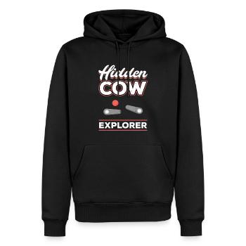 Hidden Cow Explorer - Pinball - Männer Premium Bio Hoodie - Schwarz - Vorne - Nico (187cm)