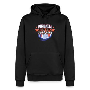 Pinball - Là où l’habileté rencontre la chance - Sweat à capuche Premium bio Homme - noir - Devant - Nico (187cm)