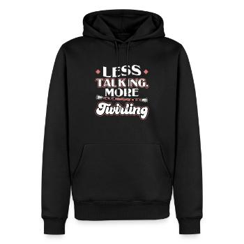 Less Talking More Twirling - Baton Twirler - Männer Premium Bio Hoodie - Schwarz - Vorne - Nico (187cm)