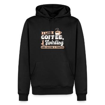 Café et Twirling - Baton Twirler - Sweat à capuche Premium bio Homme - noir - Devant - Nico (187cm)