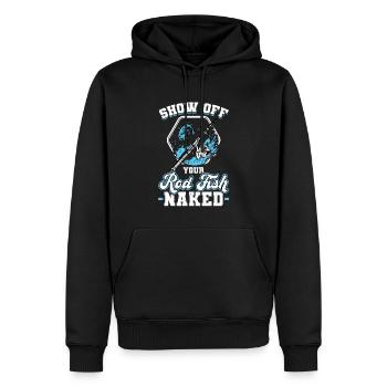 Montrez votre canne - Pêche - Sweat à capuche Premium bio Homme - noir - Devant - Nico (187cm)