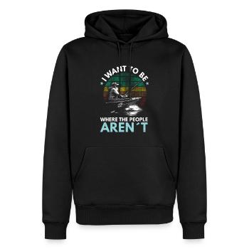 Soyez là où les gens ne sont pas - Pêche - Sweat à capuche Premium bio Homme - noir - Devant - Nico (187cm)