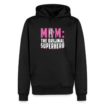 Maman - Le super-héros original - Fête des mères - Sweat à capuche Premium bio Homme - noir - Devant - Nico (187cm)