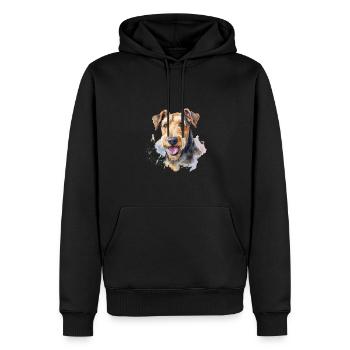 Airedale Terrier - Männer Premium Bio Hoodie - Schwarz - Vorne - Nico (187cm)