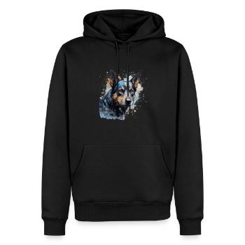 Kelpie australien - Sweat à capuche Premium bio Homme - noir - Devant - Nico (187cm)
