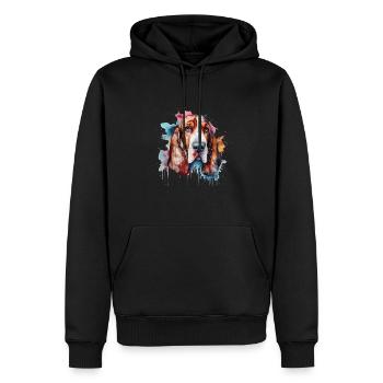 Basset Hound - Männer Premium Bio Hoodie - Schwarz - Vorne - Nico (187cm)