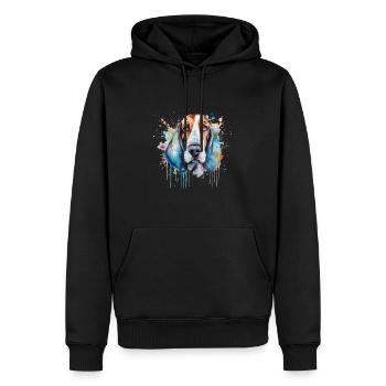 Basset Hound - Sweat à capuche Premium bio Homme - noir - Devant - Nico (187cm)