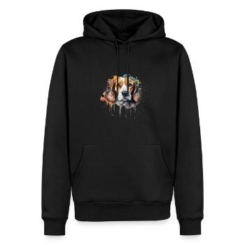 Beagle - Männer Premium Bio Hoodie - Schwarz - Vorne - Nico (187cm)