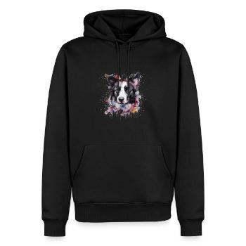 Border Collie - Sweat à capuche Premium bio Homme - noir - Devant - Nico (187cm)
