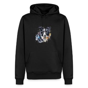 Border Collie - Sweat à capuche Premium bio Homme - noir - Devant - Nico (187cm)