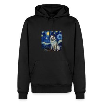Malamute d’Alaska Van Gogh nuit étoilée - Sweat à capuche Premium bio Homme - noir - Devant - Nico (187cm)