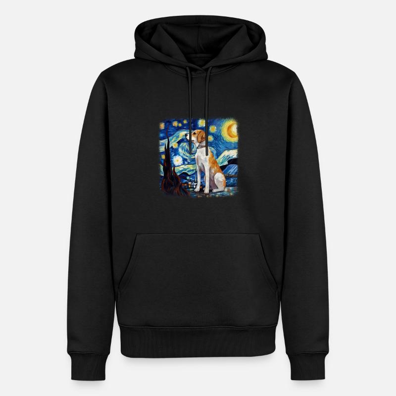 Beagle Van Gogh nuit étoilée - Sweat à capuche Premium bio Homme - noir